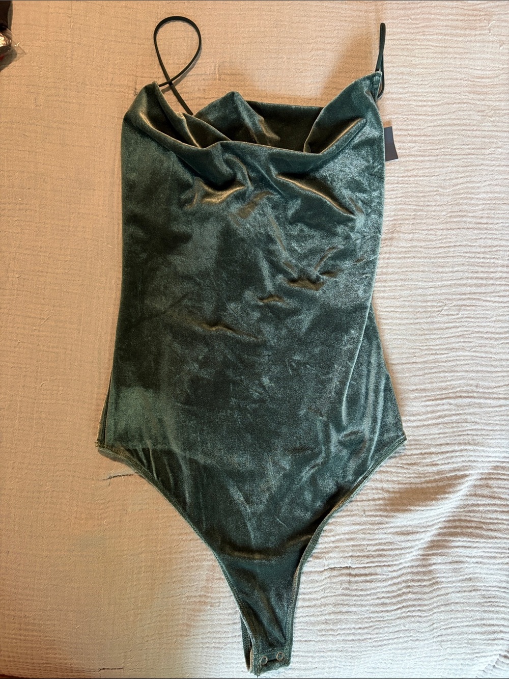 Abercrombie & Fitch Dark Green Velvet Cowl Neck Bodysuit